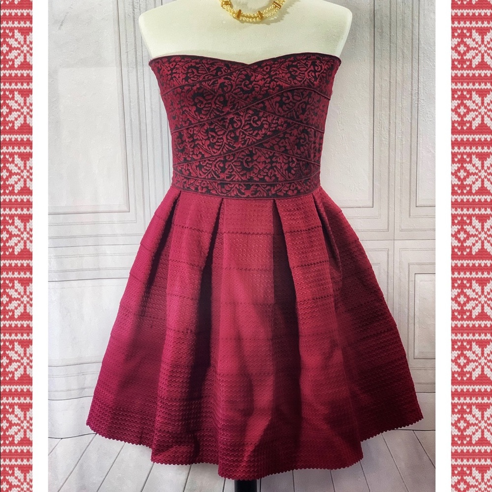Francesca's Miami Strapless Fit and Flare Party Dress